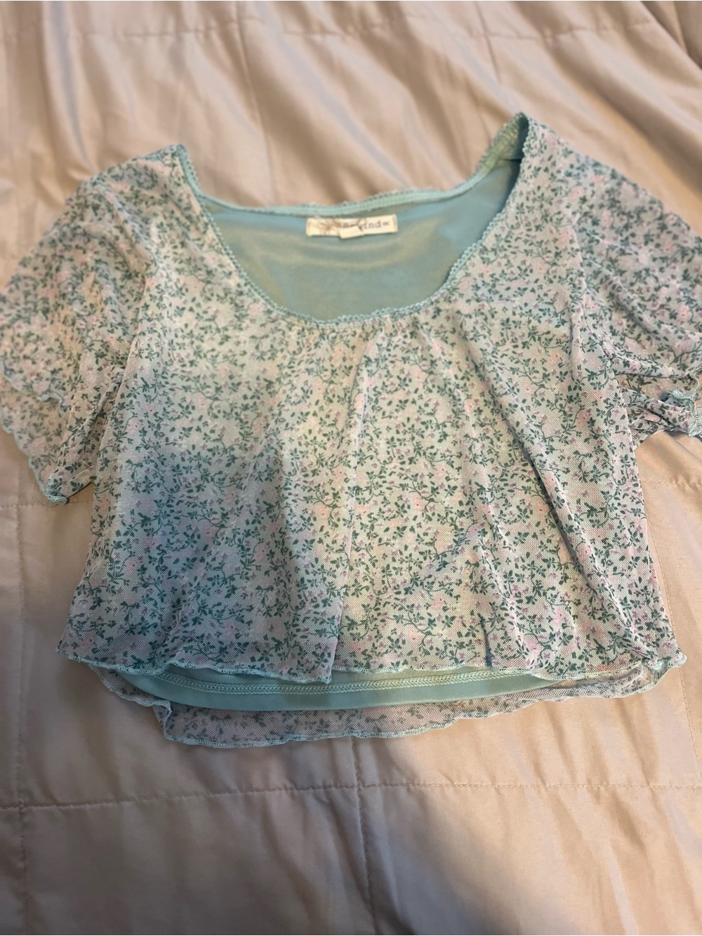 Rewind Mint Floral Layered Crop Top